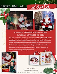 a flyer for story time with santa